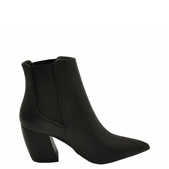 Black Leatherette Chelsea Bootie Size 10 - Picture 2 of 3